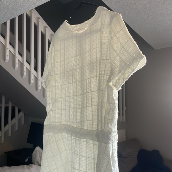 White Short Sleeve Dress with Gold Buttons - Picture 2 of 3